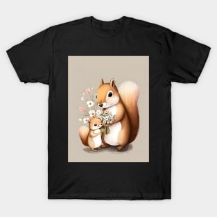 For You Baby Squirrel Gift Flowers T-Shirt